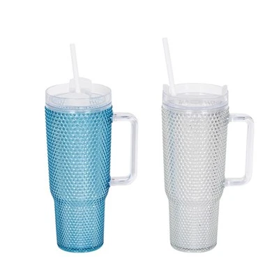 Tassa de gel de plàstic aïllat de doble paret de 700 ML per a l'ós Durian amb mànec Ampolla de palla de plàstic per beure