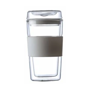 Tassa de beguda vidre Pyrex temperat de 300ml amb tapa de vidre